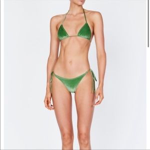 Triangl Vinca Green Velvet String Bikini